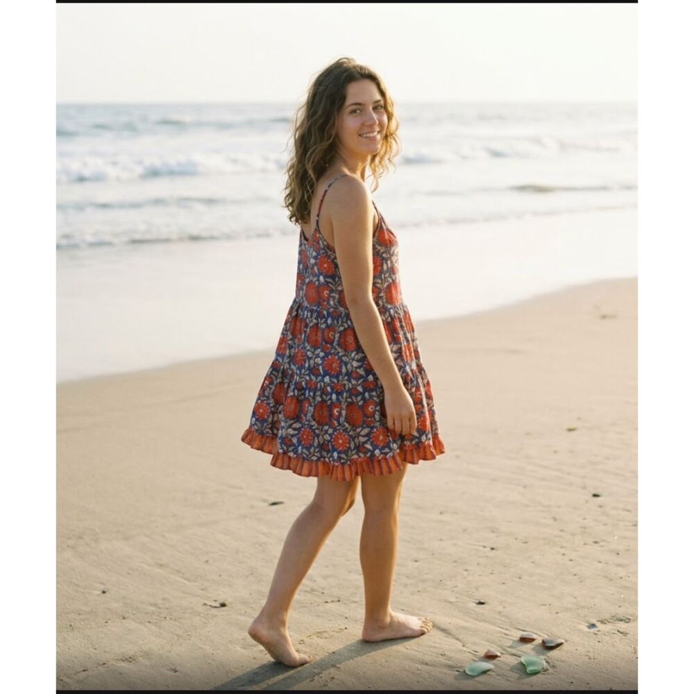 Velvet Graham Spencer Mini Sun Dress XL Pockets Floral Boho Beach Resort Cottage